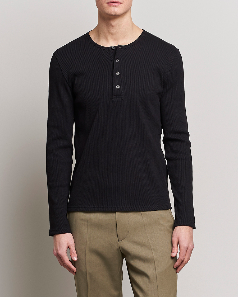 Herre | Trøjer | Filippa K | Rib Henley Black