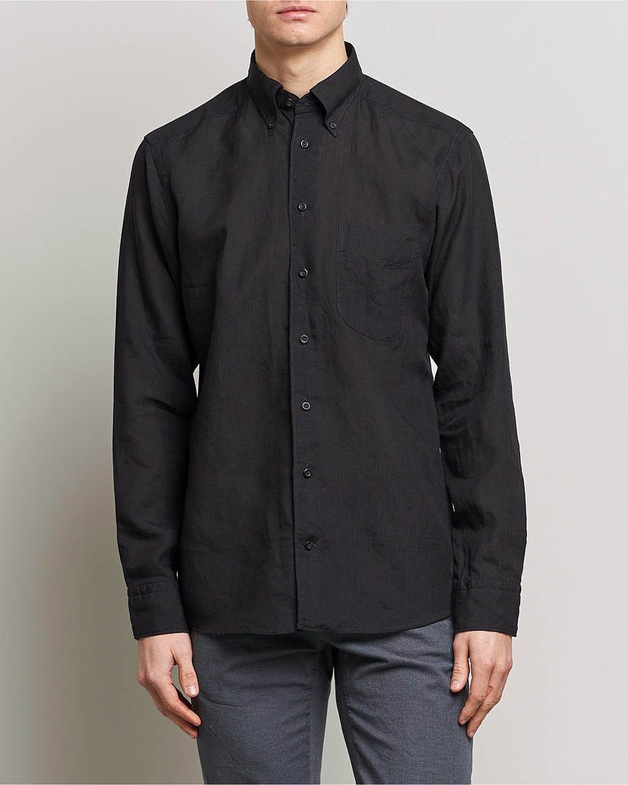 Herre | Eton | Eton | Slim Fit Linen Shirt Black