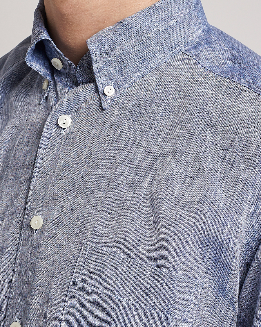Herre | Skjorter | Eton | Slim Fit Linen Shirt Mid Blue