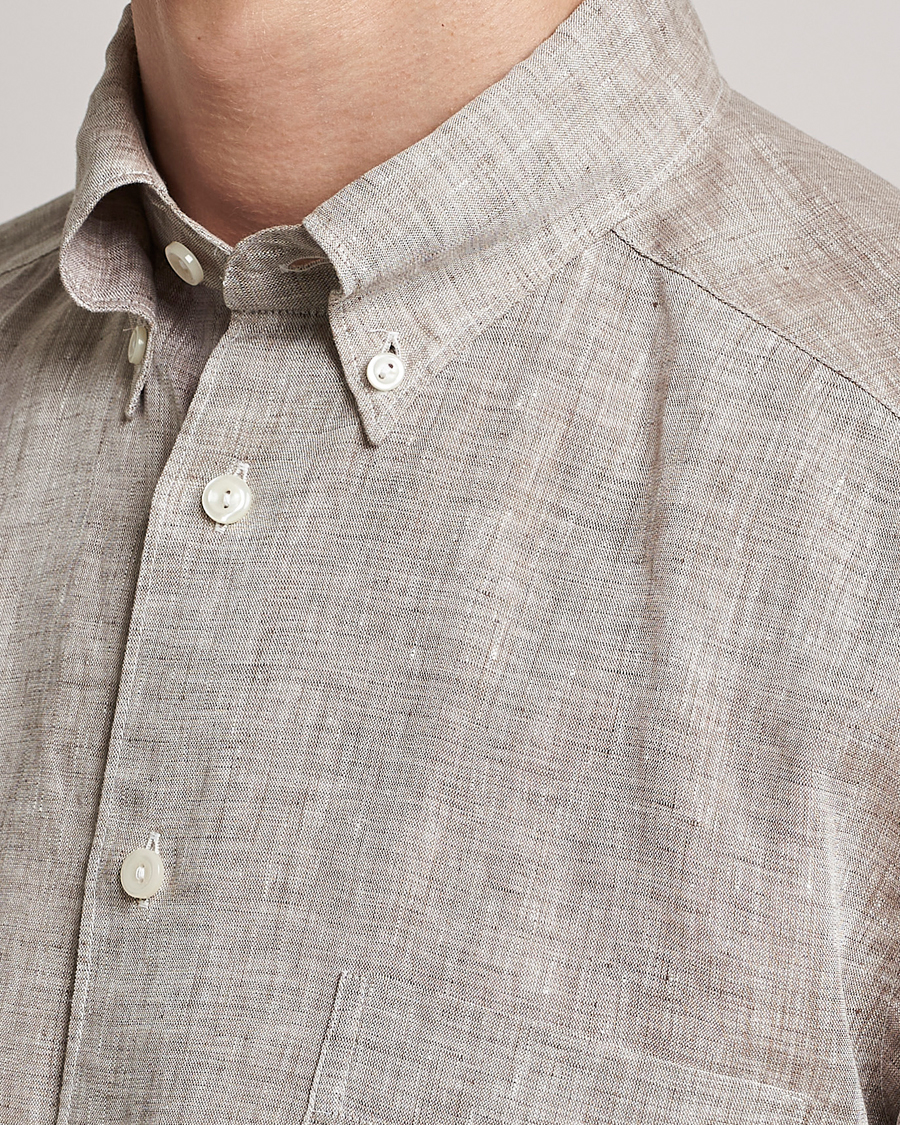 Herre | Skjorter | Eton | Slim Fit Linen Shirt Brown