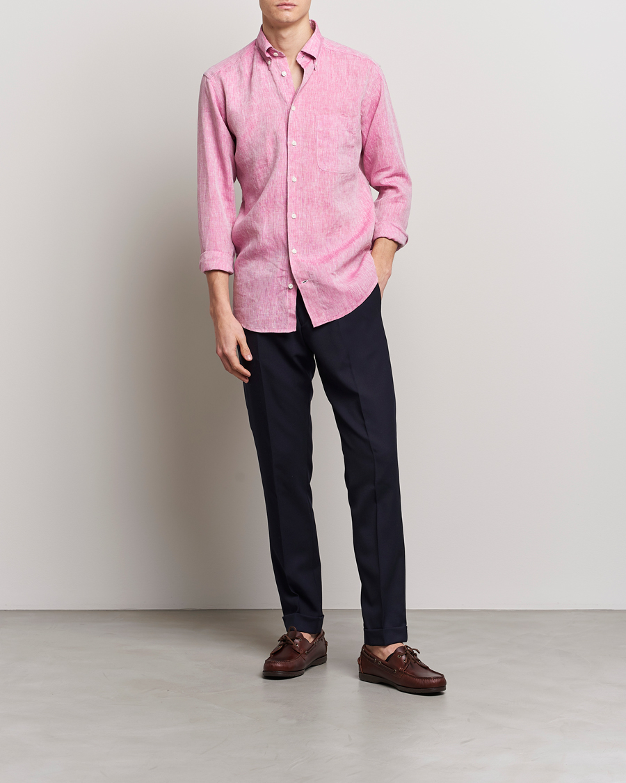 Herre | Skjorter | Eton | Slim Fit Linen Shirt Pink