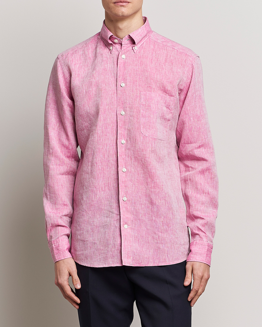 Herre | Hørskjorter | Eton | Slim Fit Linen Shirt Pink
