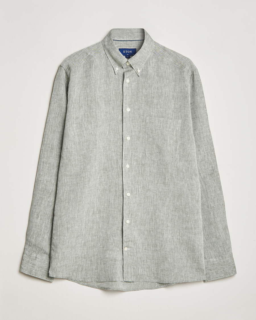Herre | Skjorter | Eton | Slim Fit Linen Shirt Green