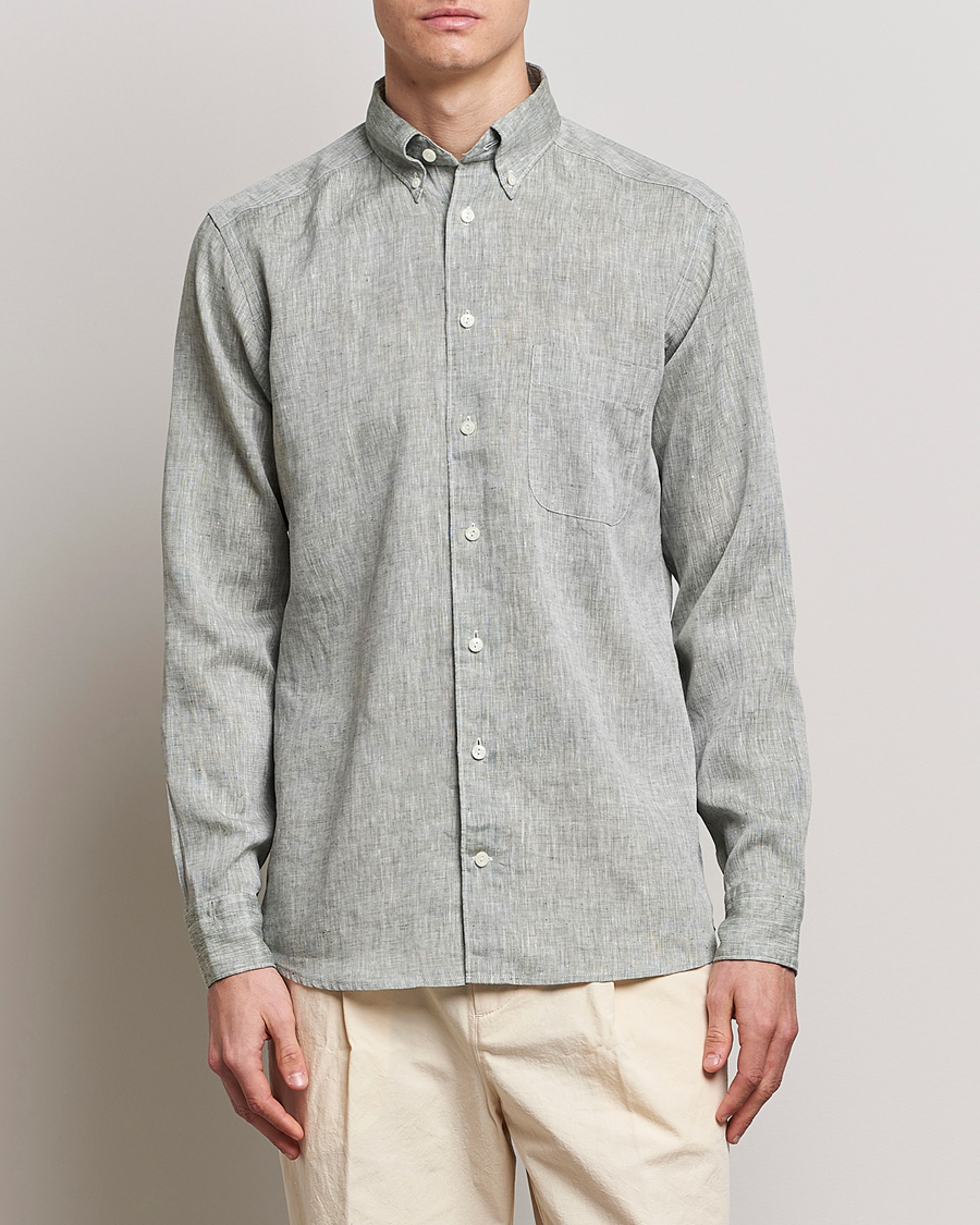 Herre | Hørskjorter | Eton | Slim Fit Linen Shirt Green