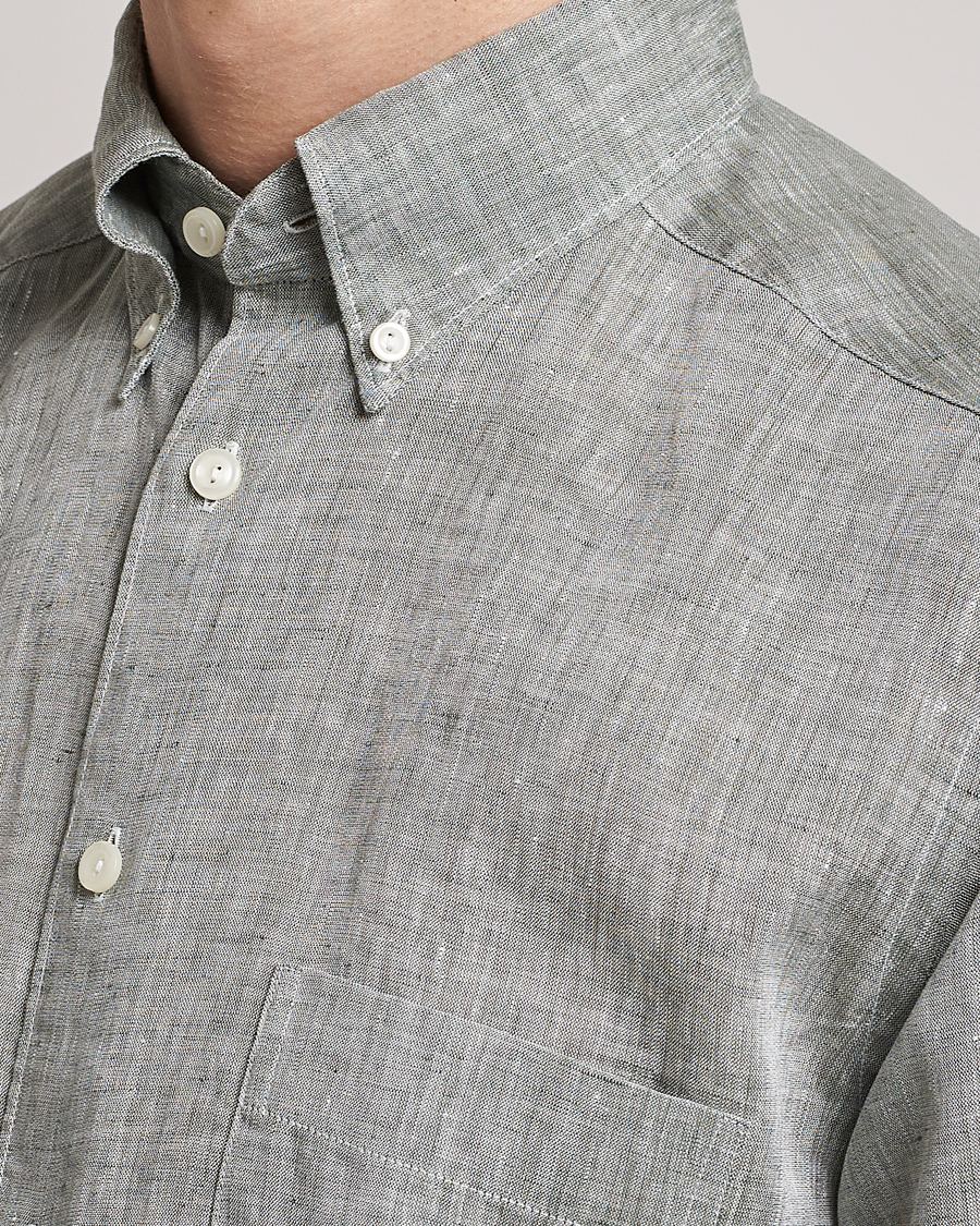 Herre | Skjorter | Eton | Slim Fit Linen Shirt Green
