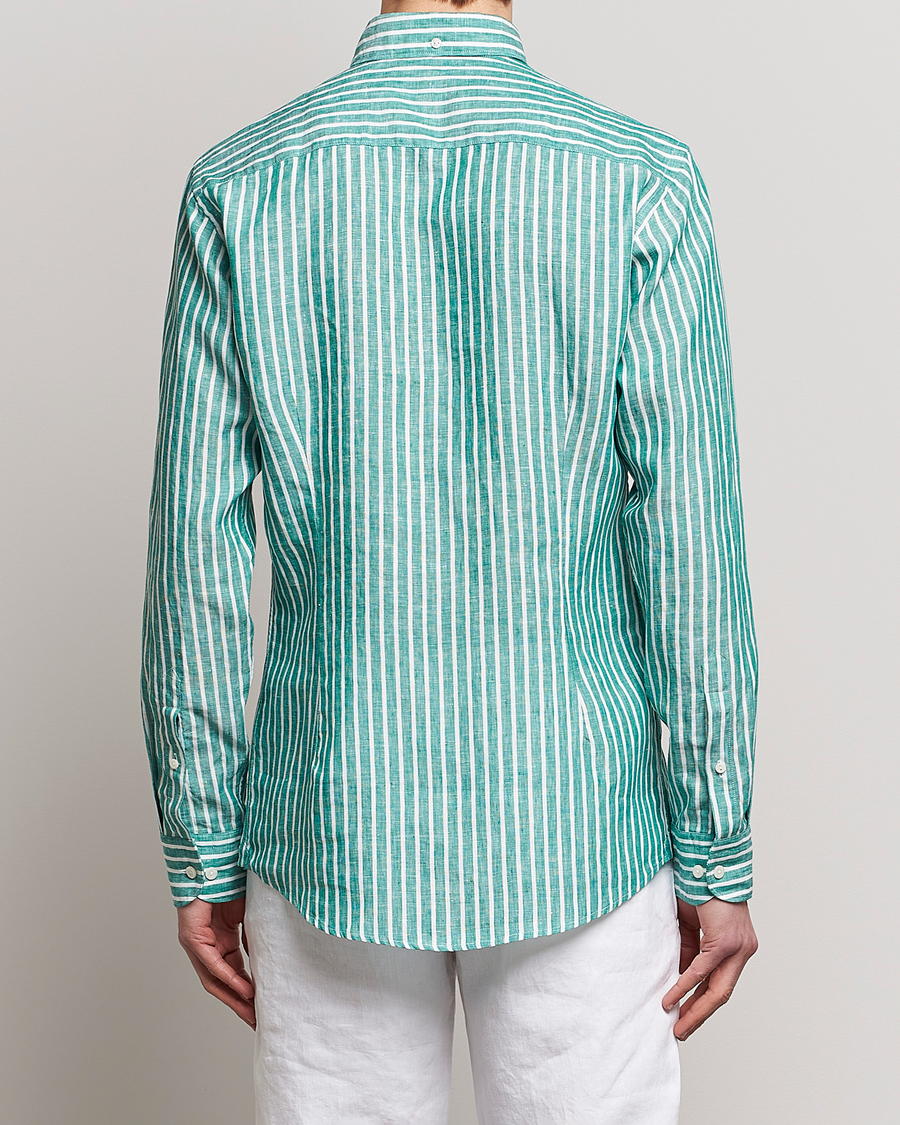Herre | Skjorter | Eton | Slim Fit Striped Linen Shirt Green