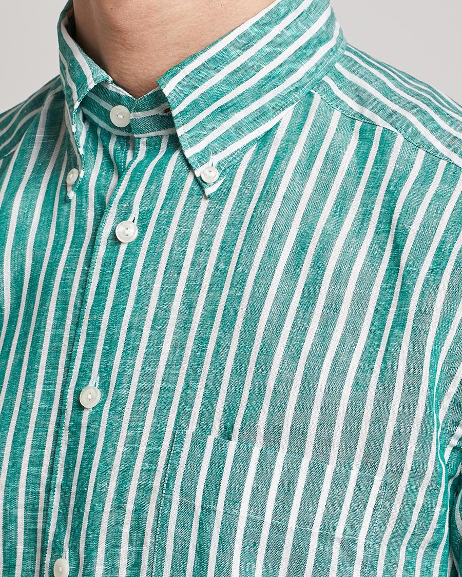 Herre | Skjorter | Eton | Slim Fit Striped Linen Shirt Green
