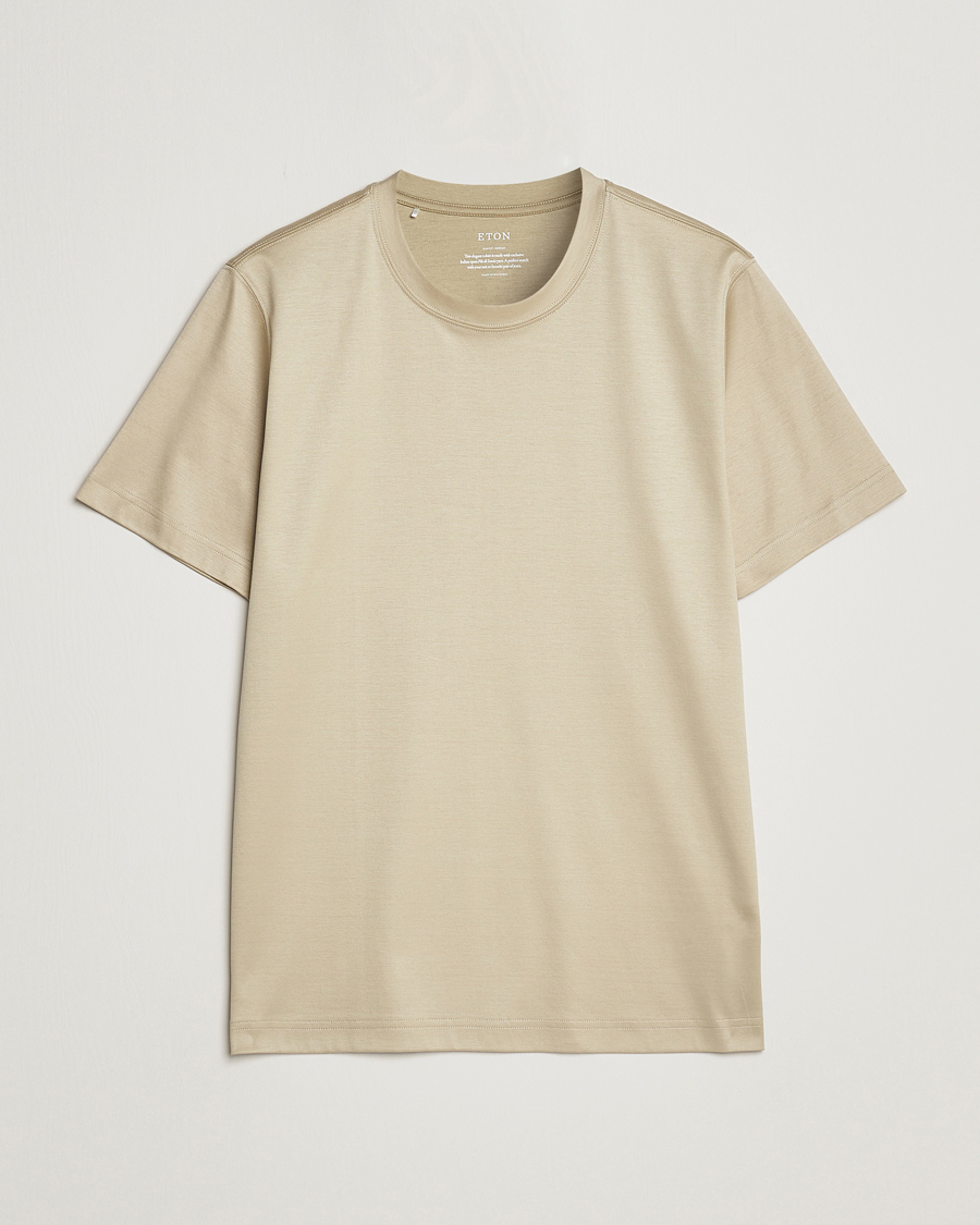 Herre | T-Shirts | Eton | Filo Di Scozia T-Shirt Light Brown