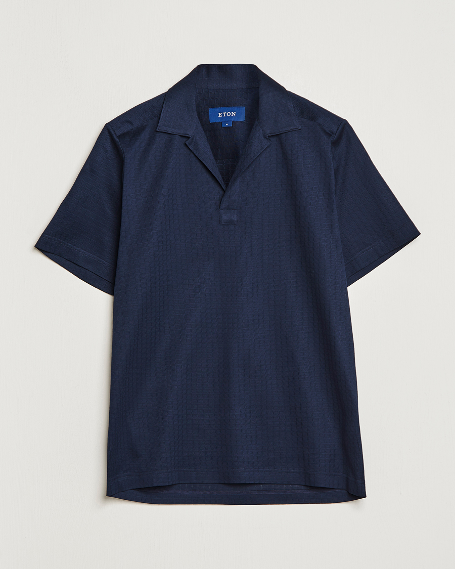 Herre | Polotrøjer | Eton | Filo Di Scozia Open Collor Shirt Navy Blue