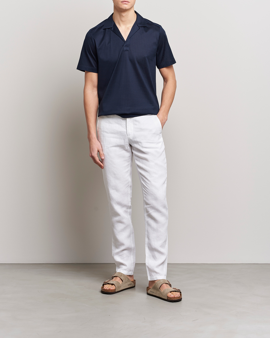 Herre | Polotrøjer | Eton | Filo Di Scozia Open Collor Shirt Navy Blue