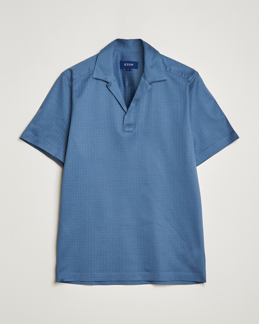 Herre | Polotrøjer | Eton | Filo Di Scozia Open Collor Shirt Light Blue