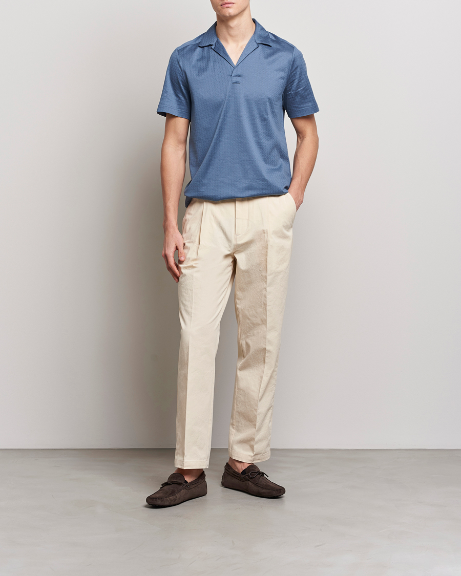 Herre | Polotrøjer | Eton | Filo Di Scozia Open Collor Shirt Light Blue