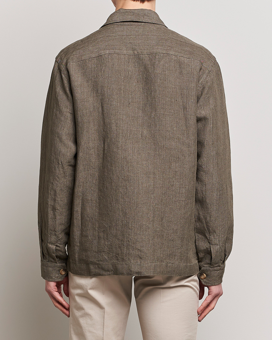 Herre | Skjorter | Eton | Linen Twill Overshirt Dark Green