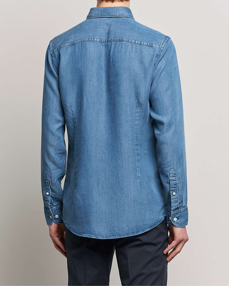 Herre | Skjorter | Eton | Light Denim Tencel Shirt Navy Blue
