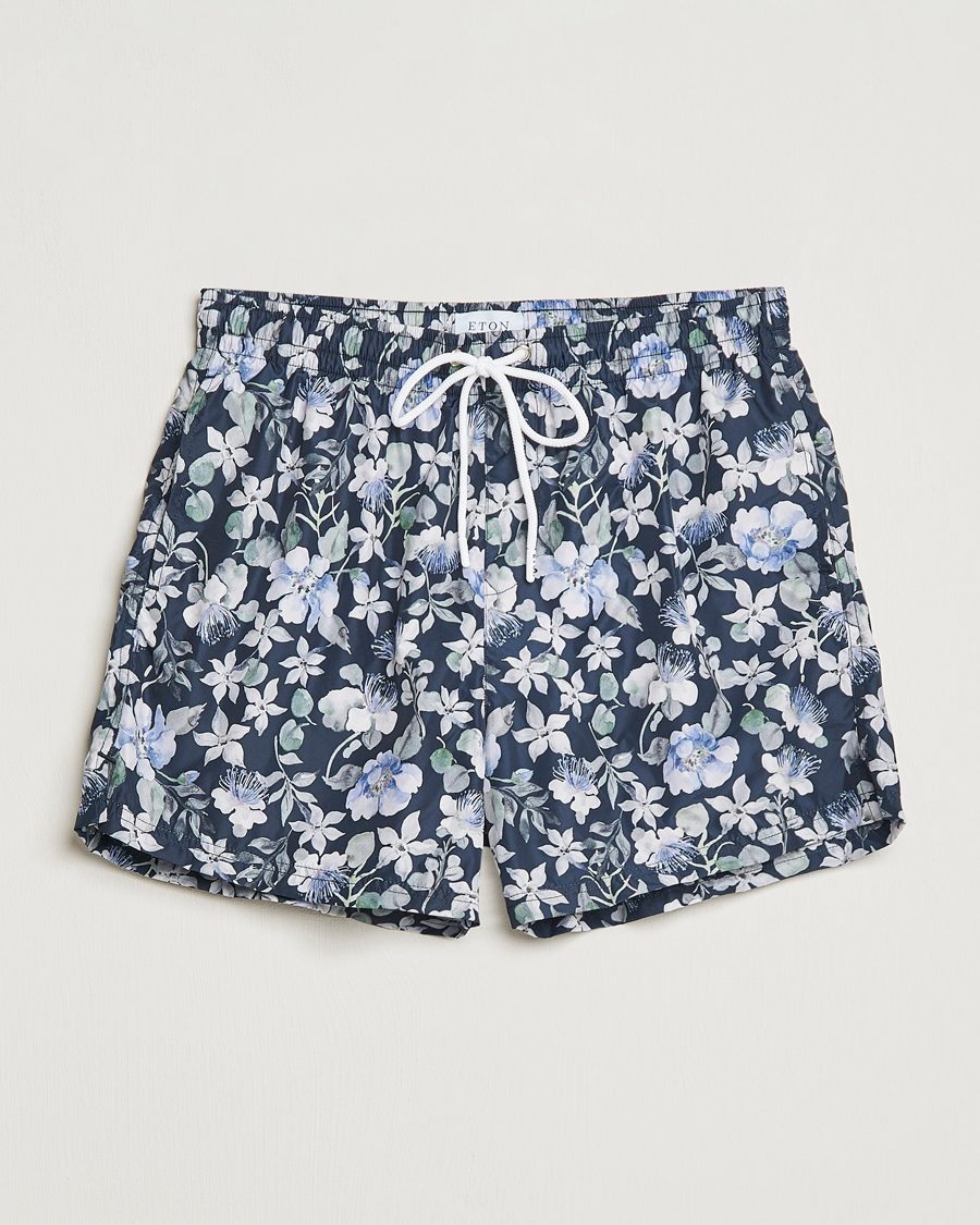 Herre | Badebukser | Eton | Floral Swim Shorts Navy Blue