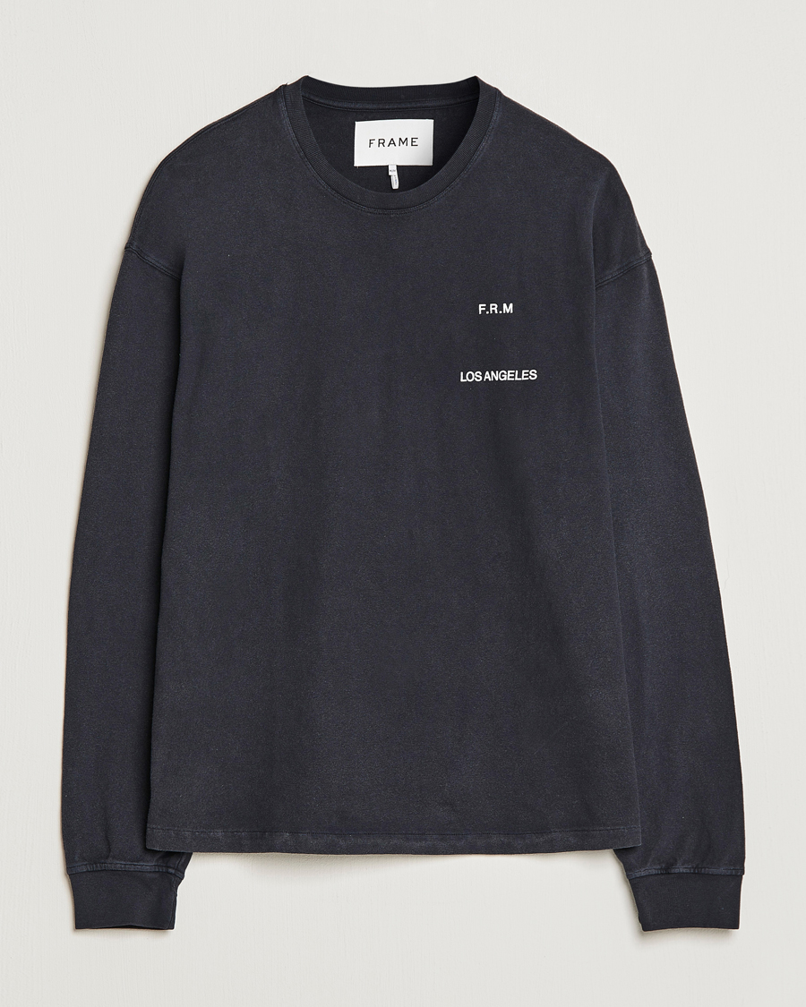 Herre | T-Shirts | FRAME | Washed Long Sleeve T-Shirt Black