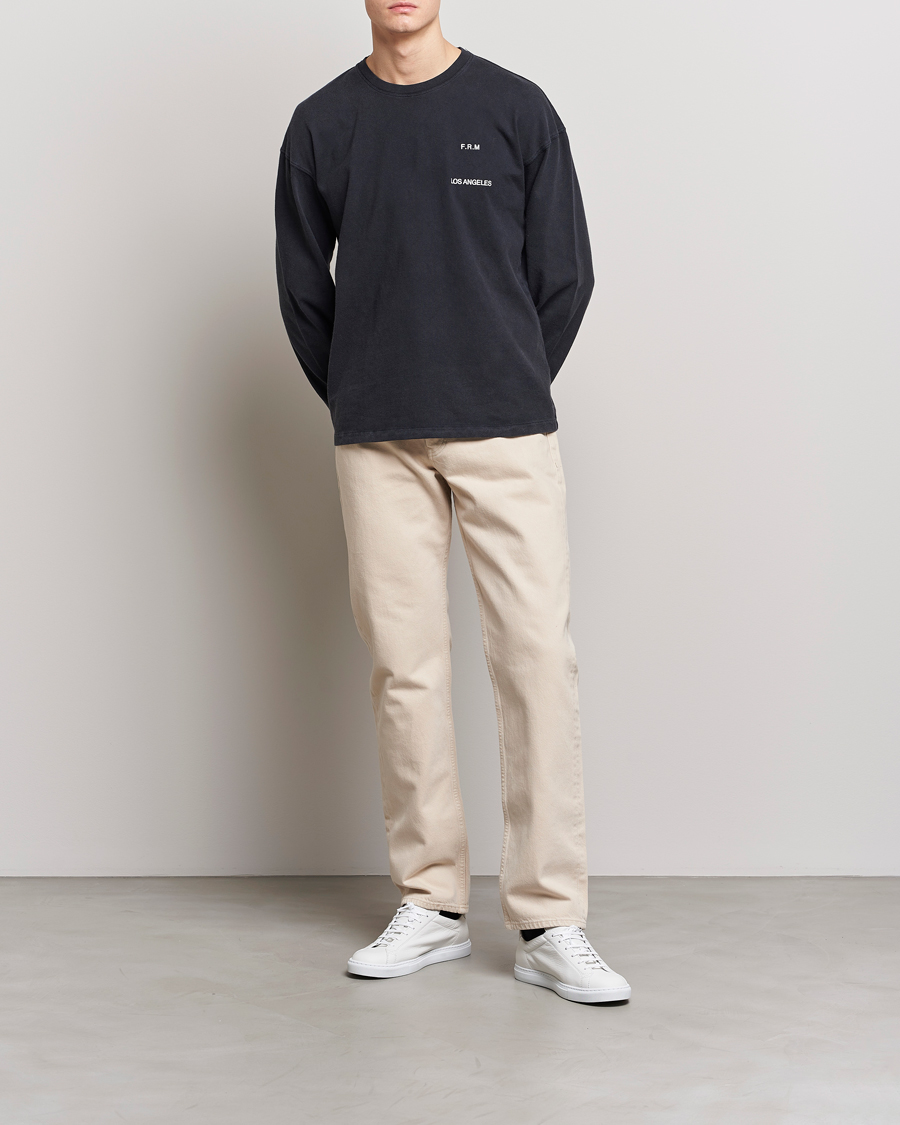 Herre | T-Shirts | FRAME | Washed Long Sleeve T-Shirt Black