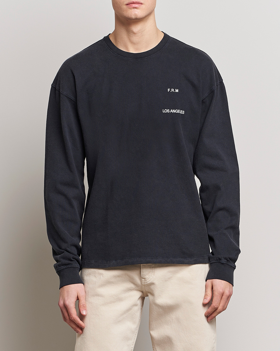 Herre | T-Shirts | FRAME | Washed Long Sleeve T-Shirt Black