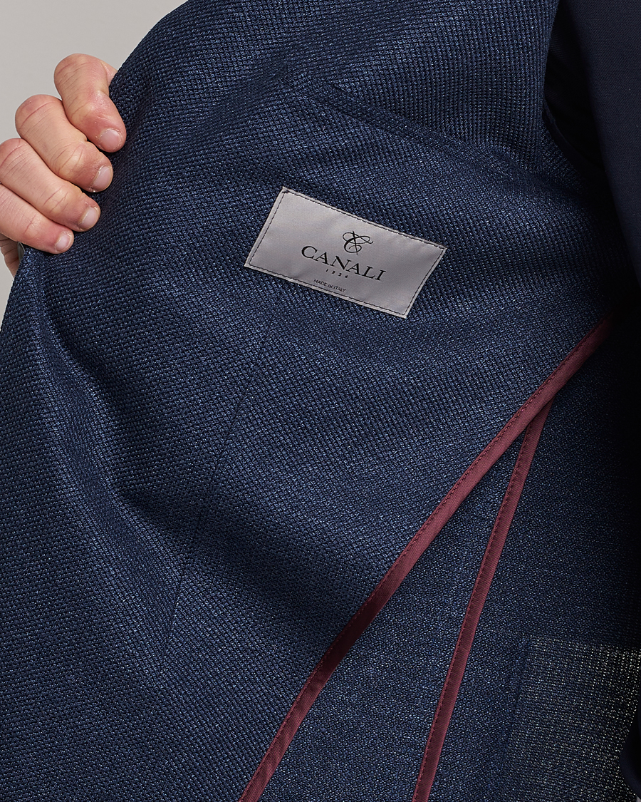 Herre | Blazere & jakker | Canali | Linen/Cotton Jersey Blazer Dark Blue