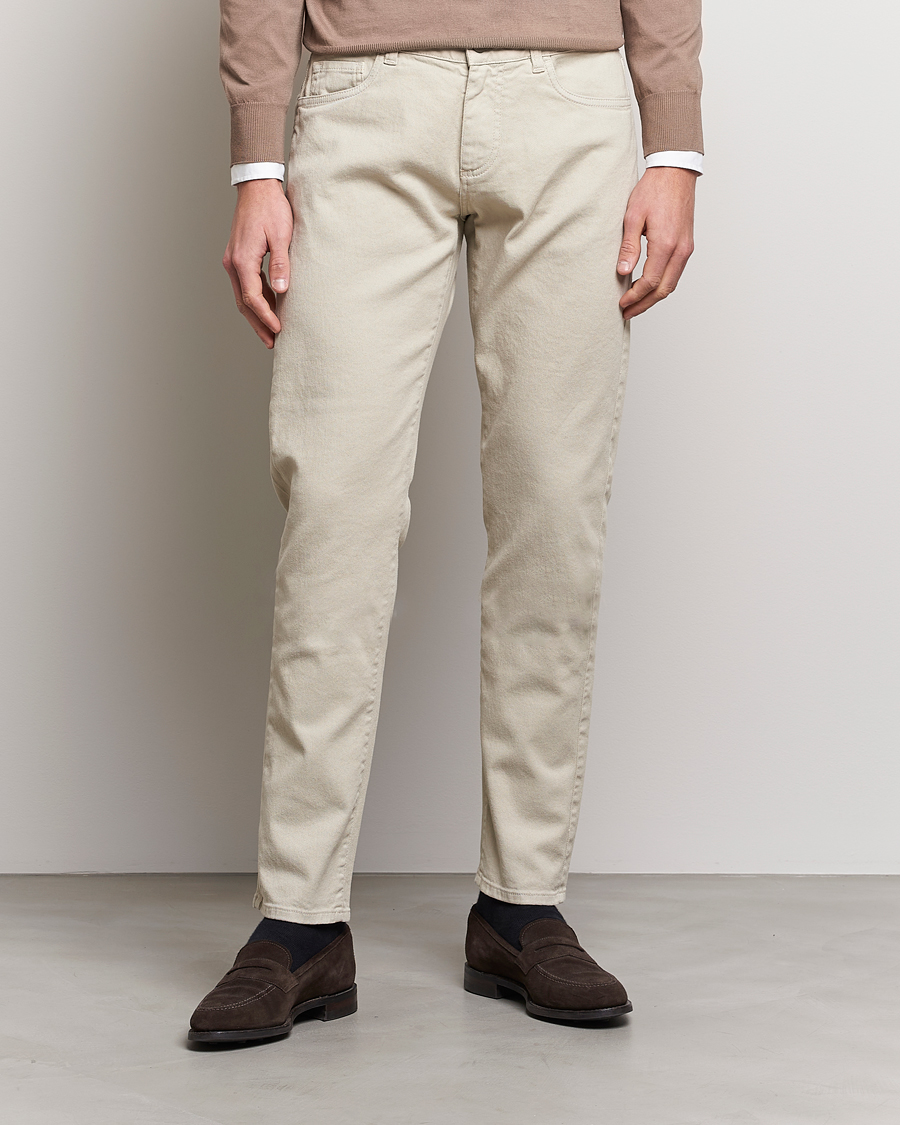 Herre | Bukser | Canali | Slim Fit 5-Pocket Pants Beige