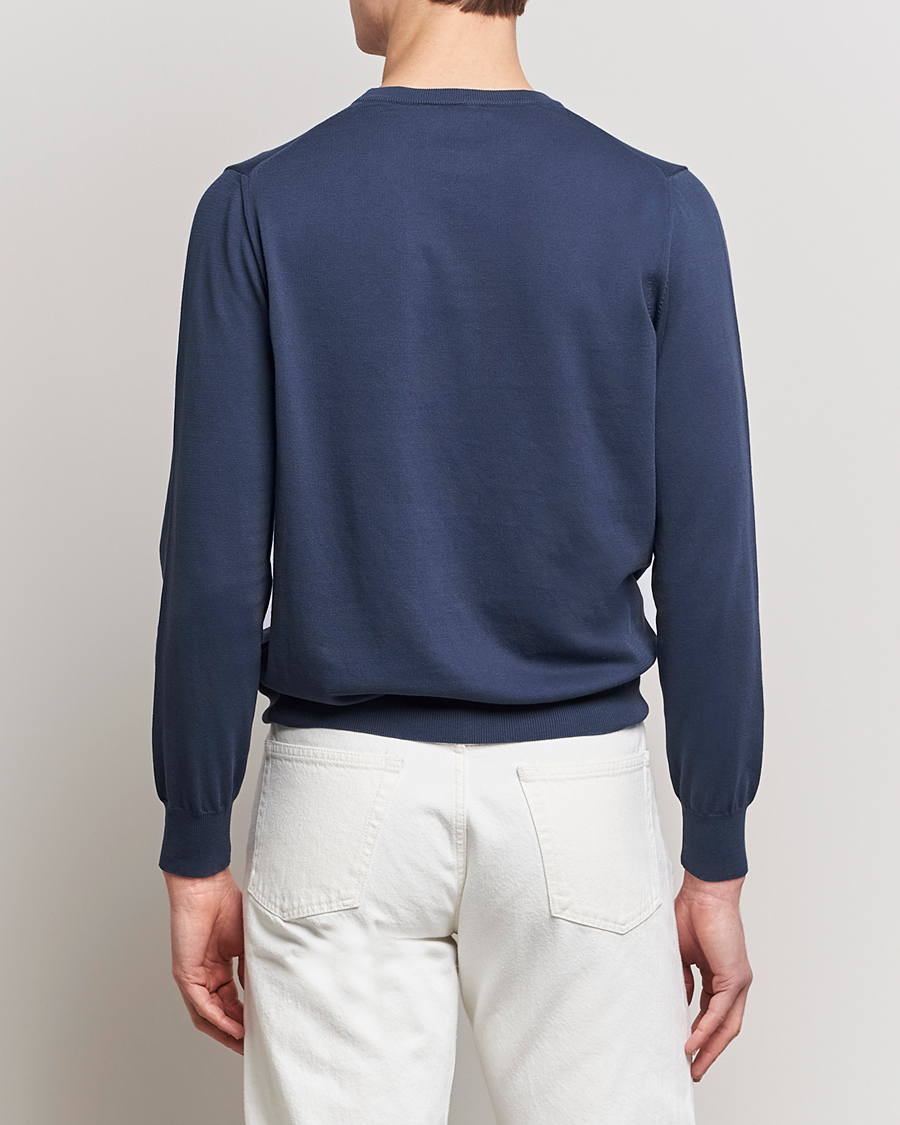 Herre | Trøjer | Canali | Cotton Crew Neck Pullover Steel Blue