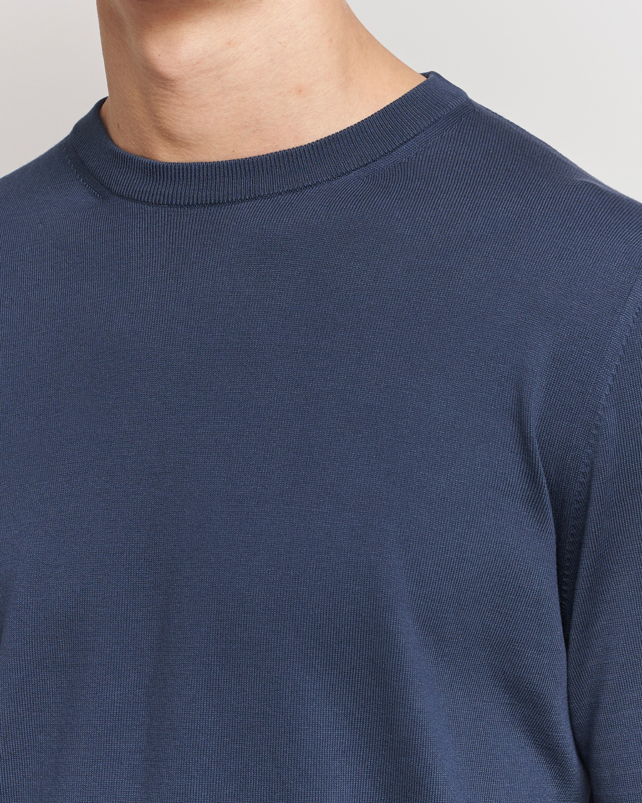 Herre | Trøjer | Canali | Cotton Crew Neck Pullover Steel Blue