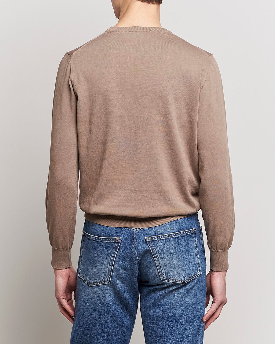 Herre | Trøjer | Canali | Cotton Crew Neck Pullover Brown