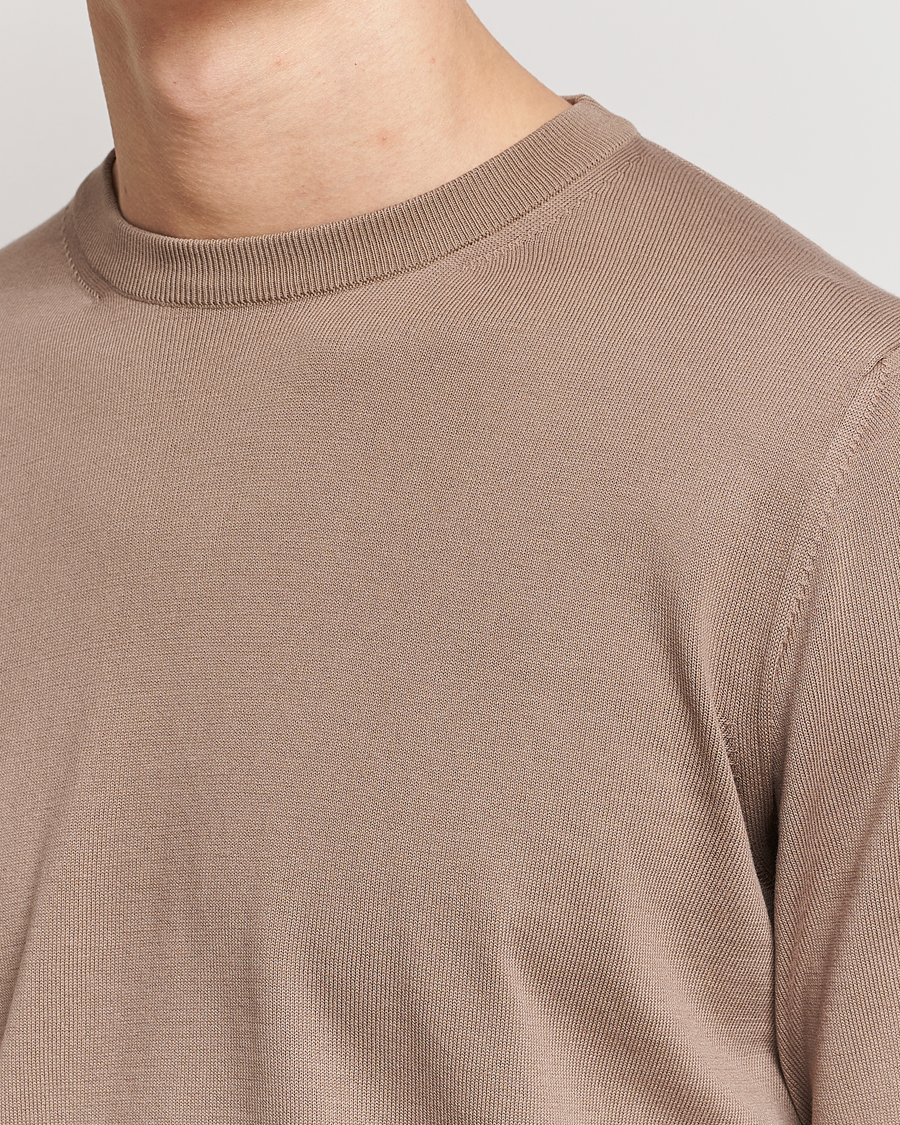 Herre | Trøjer | Canali | Cotton Crew Neck Pullover Brown