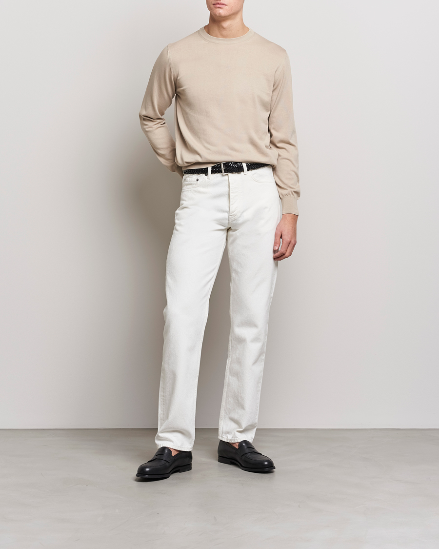 Herre | Trøjer | Canali | Cotton Crew Neck Pullover Beige