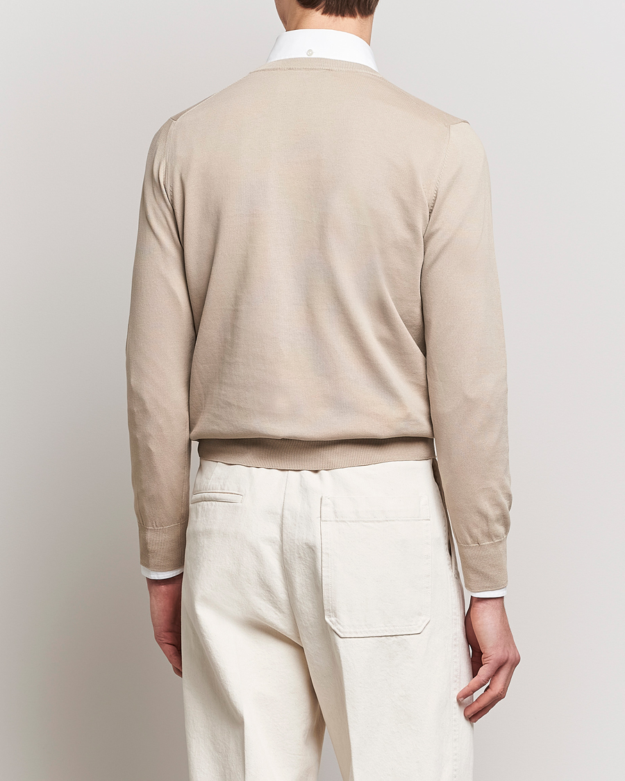 Herre | Trøjer | Canali | Cotton V-Neck Pullover Beige