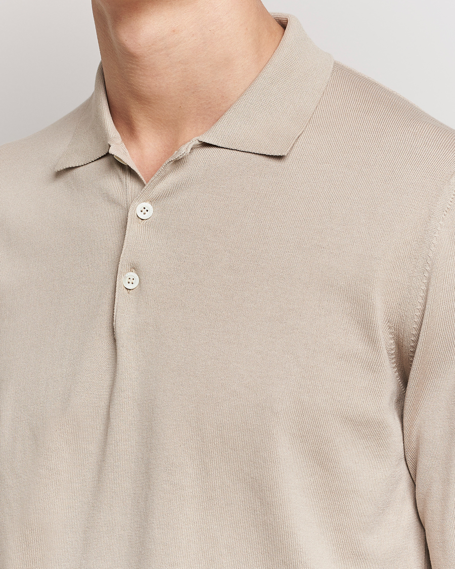 Herre | Trøjer | Canali | Cotton Long Sleeve Polo Beige