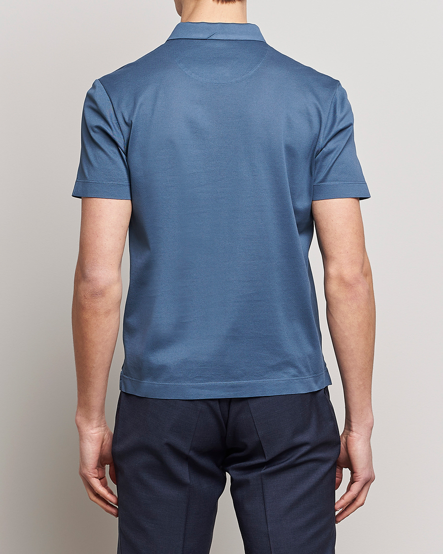 Herre | Polotrøjer | Canali | Short Sleeve Polo Pique Steel Blue