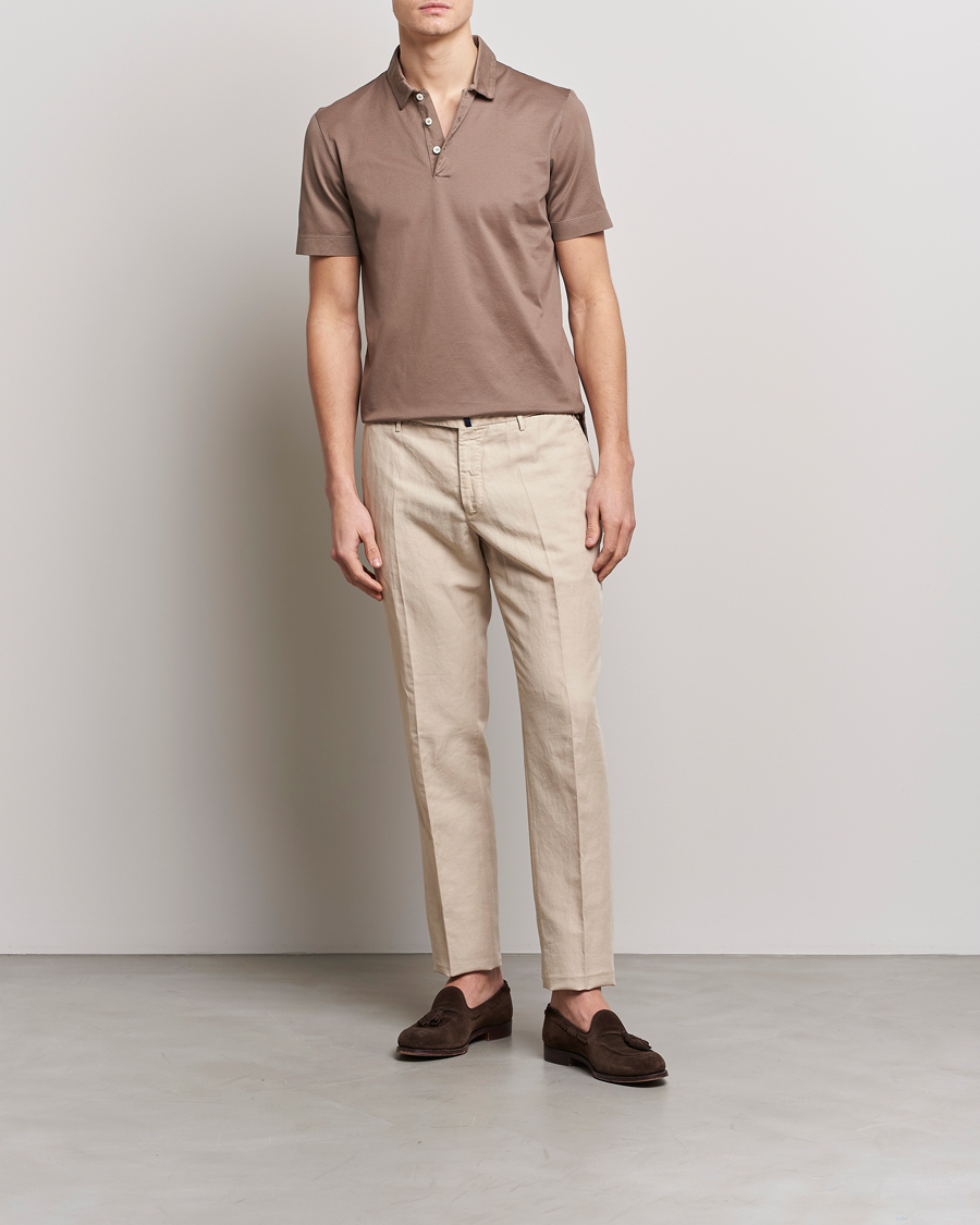 Herre | Polotrøjer | Canali | Short Sleeve Polo Pique Taupe