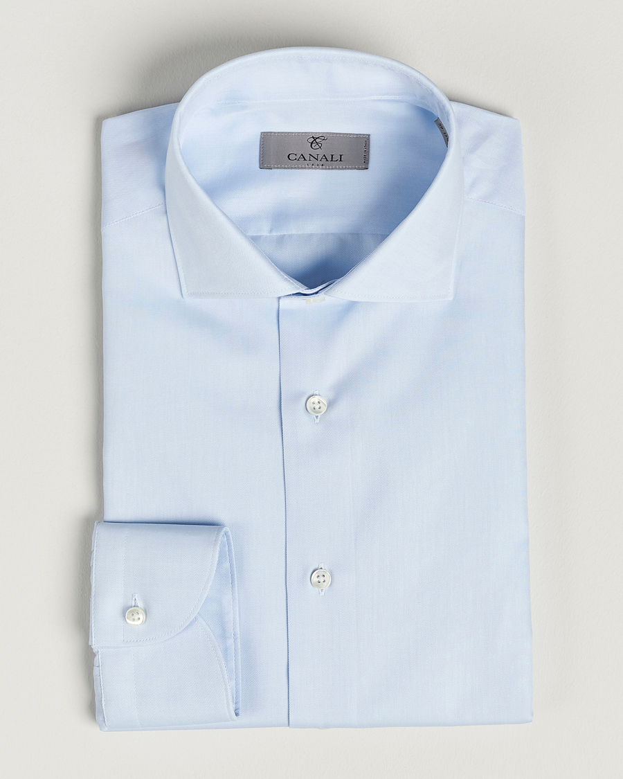 Herre | Skjorter | Canali | Slim Fit Cotton Shirt Light Blue