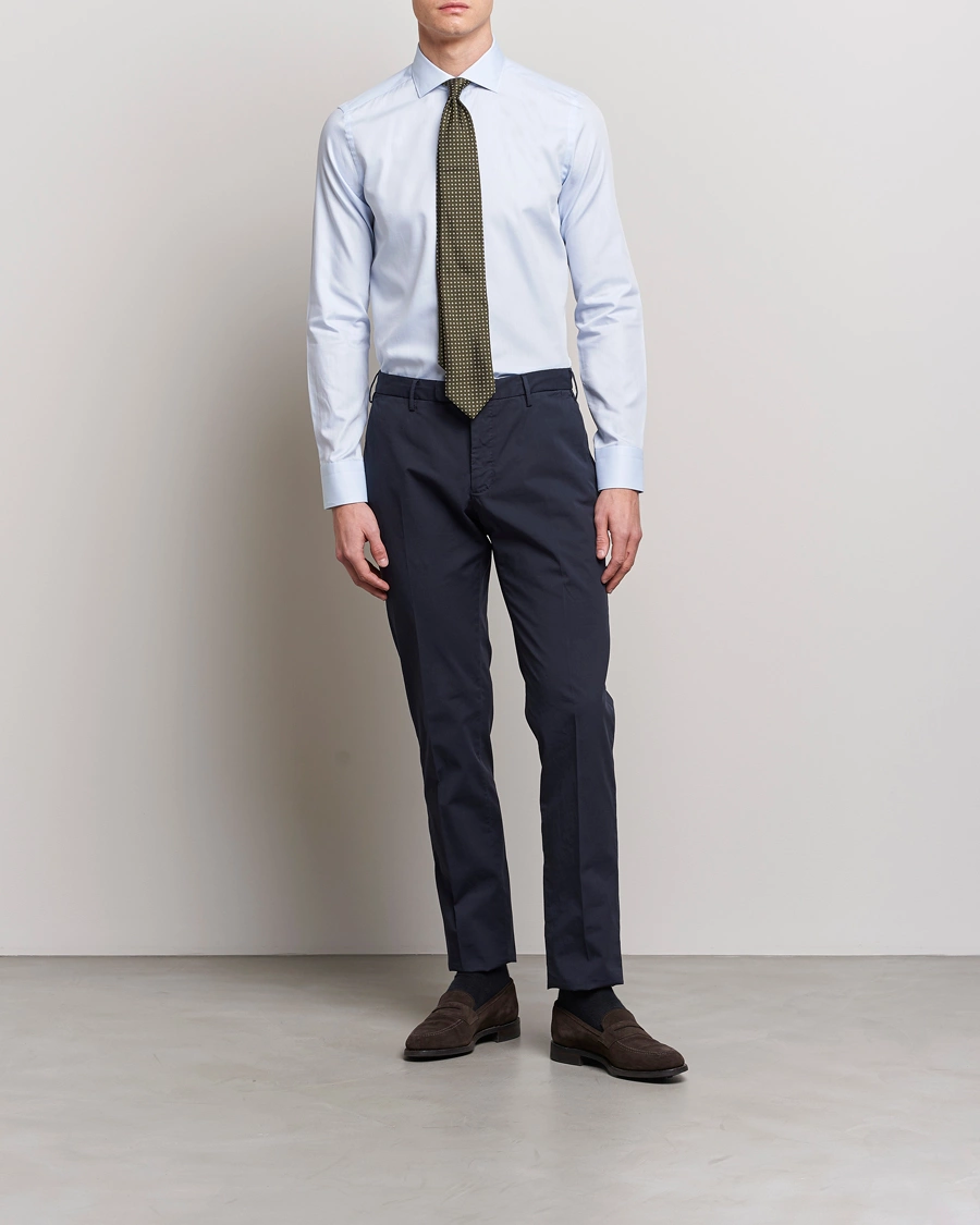Herre | Businesskjorter | Canali | Slim Fit Cotton Shirt Light Blue