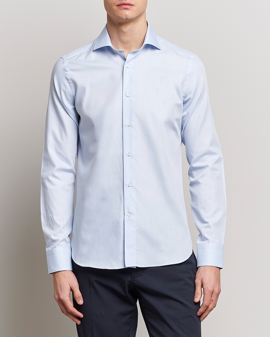 Herre | Skjorter | Canali | Slim Fit Cotton Shirt Light Blue