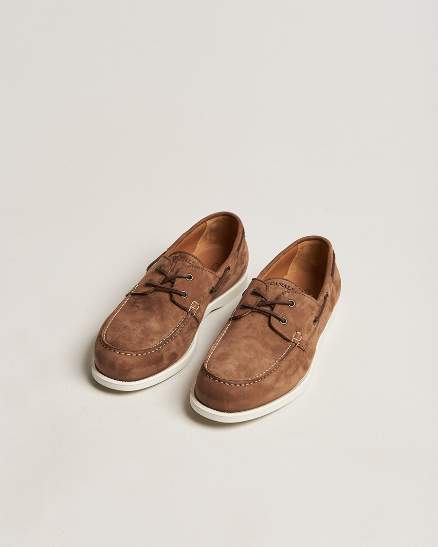 Herre |  | Canali | Boat Shoes Dark Brown Nubuck