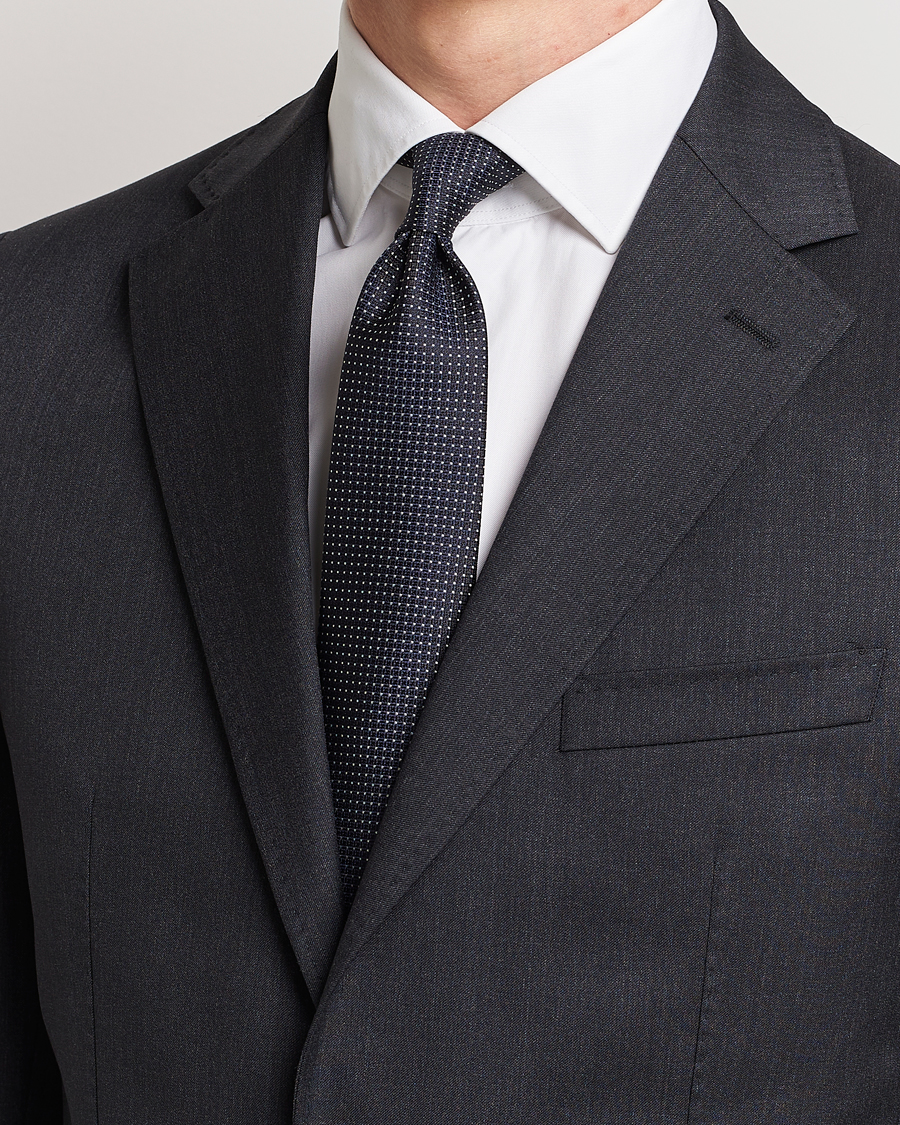 Herre | Slips | Canali | Micro Jacquard Silk Tie Navy