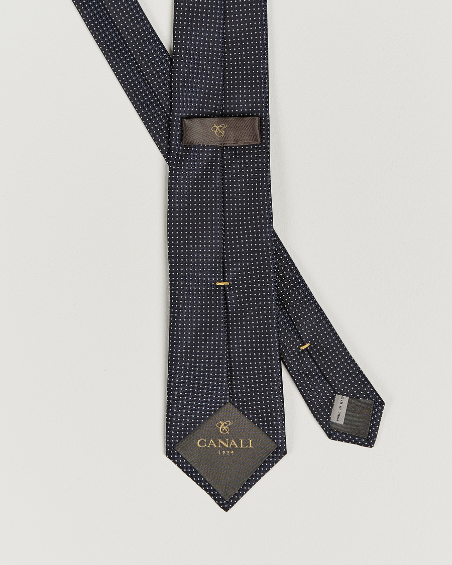 Herre | Canali Micro Jacquard Silk Tie Navy | Canali | Micro Jacquard Silk Tie Navy