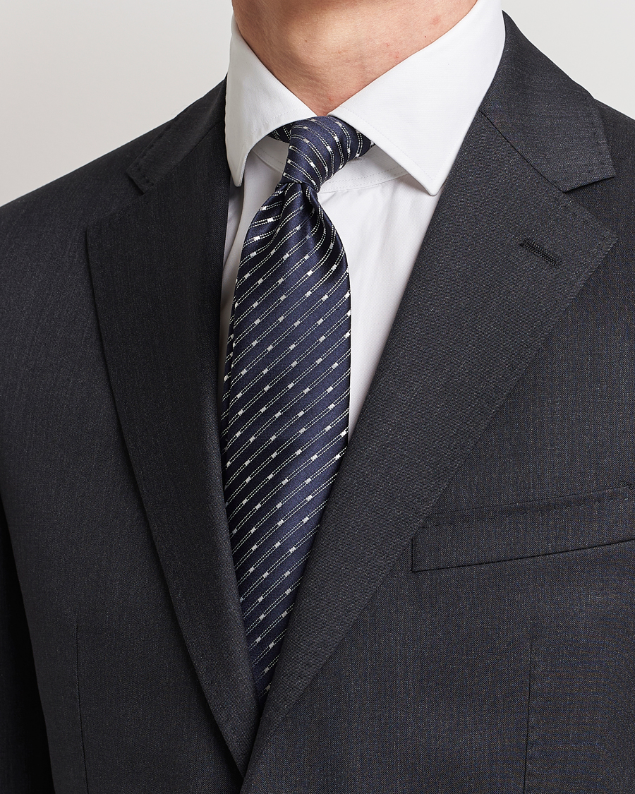Herre | Canali Micro Jacquard Silk Tie Navy | Canali | Micro Jacquard Silk Tie Navy