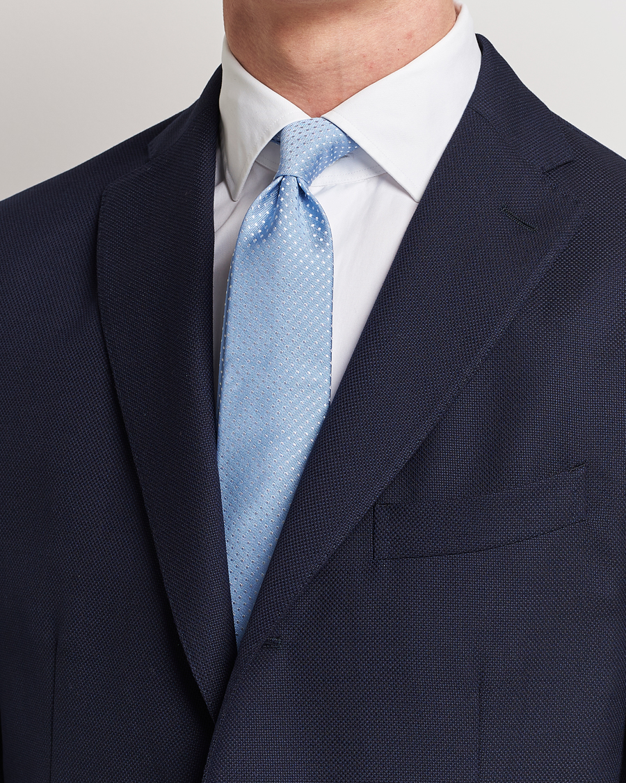 Herre | Canali Micro Dot Silk Tie Light Blue | Canali | Micro Dot Silk Tie Light Blue