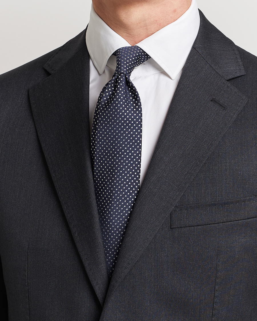 Herre | Canali | Canali | Micro Dot Silk Tie Navy