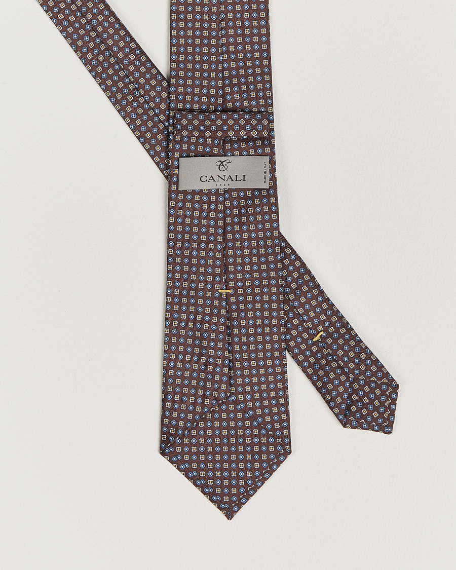 Herre | Canali Micro Pattern Printed Silk Tie Brown | Canali | Micro Pattern Printed Silk Tie Brown