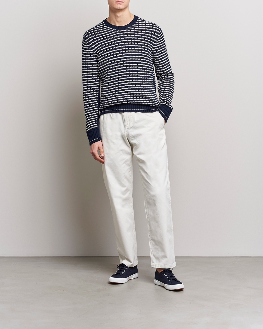Herre | Trøjer | Orlebar Brown | Lorca Organic Cotton Side Stripe Night Iris/Sea Mist