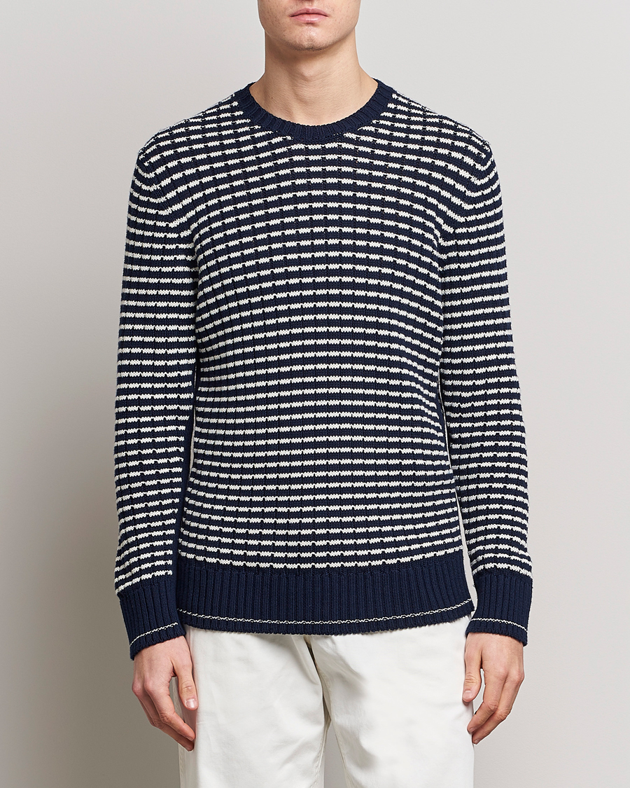 Herre | Trøjer | Orlebar Brown | Lorca Organic Cotton Side Stripe Night Iris/Sea Mist