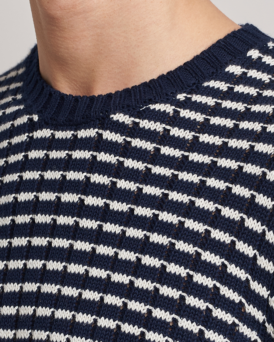 Herre | Trøjer | Orlebar Brown | Lorca Organic Cotton Side Stripe Night Iris/Sea Mist