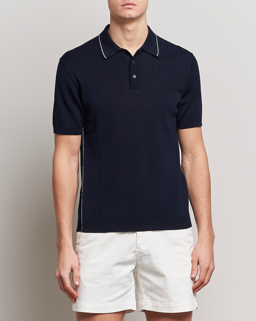 Herre | Polotrøjer | Orlebar Brown | Maranon Organic Cotton Rib Tipping Polo Night Iris