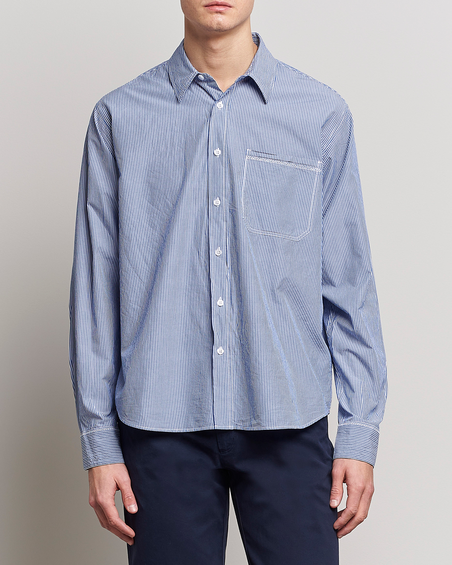 Herre | Skjorter | Orlebar Brown | Grasmoor Relaxed Fit Striped Shirt Navy/White