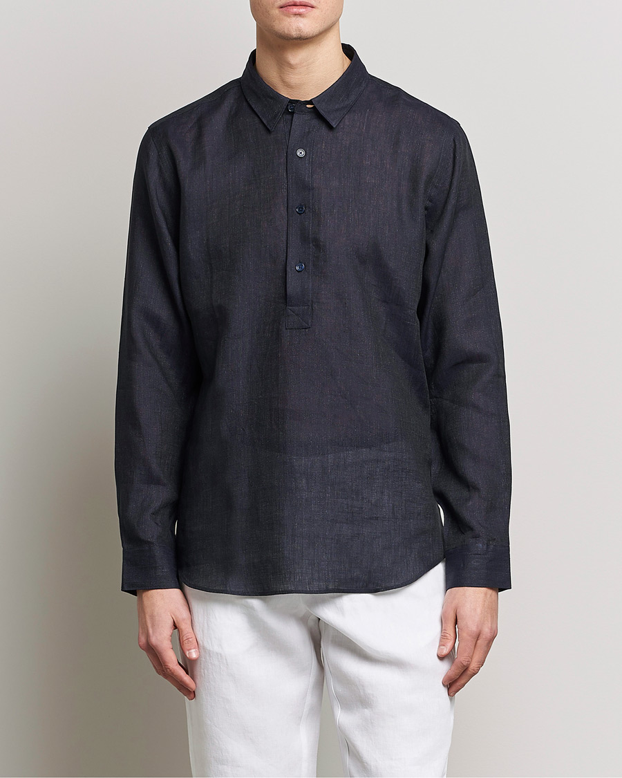 Herre | Skjorter | Orlebar Brown | Percy Smart Linen Shirt Dark Navy