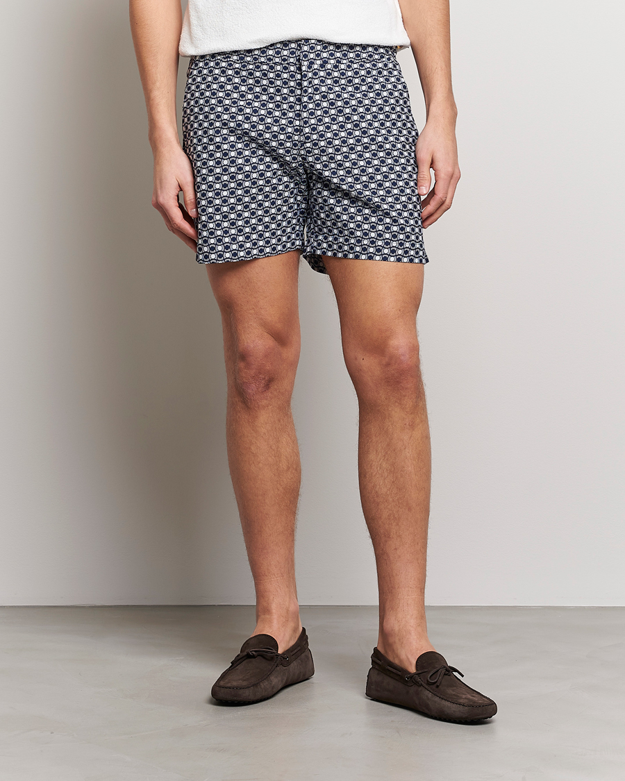 Herre | Badebukser | Orlebar Brown | Bulldog Tela Jacquard Swimshorts Night Iris